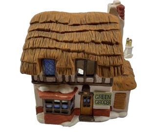 Department 56 Dickens Village Series Green Grocer #808856 1984 work Rare Vintage