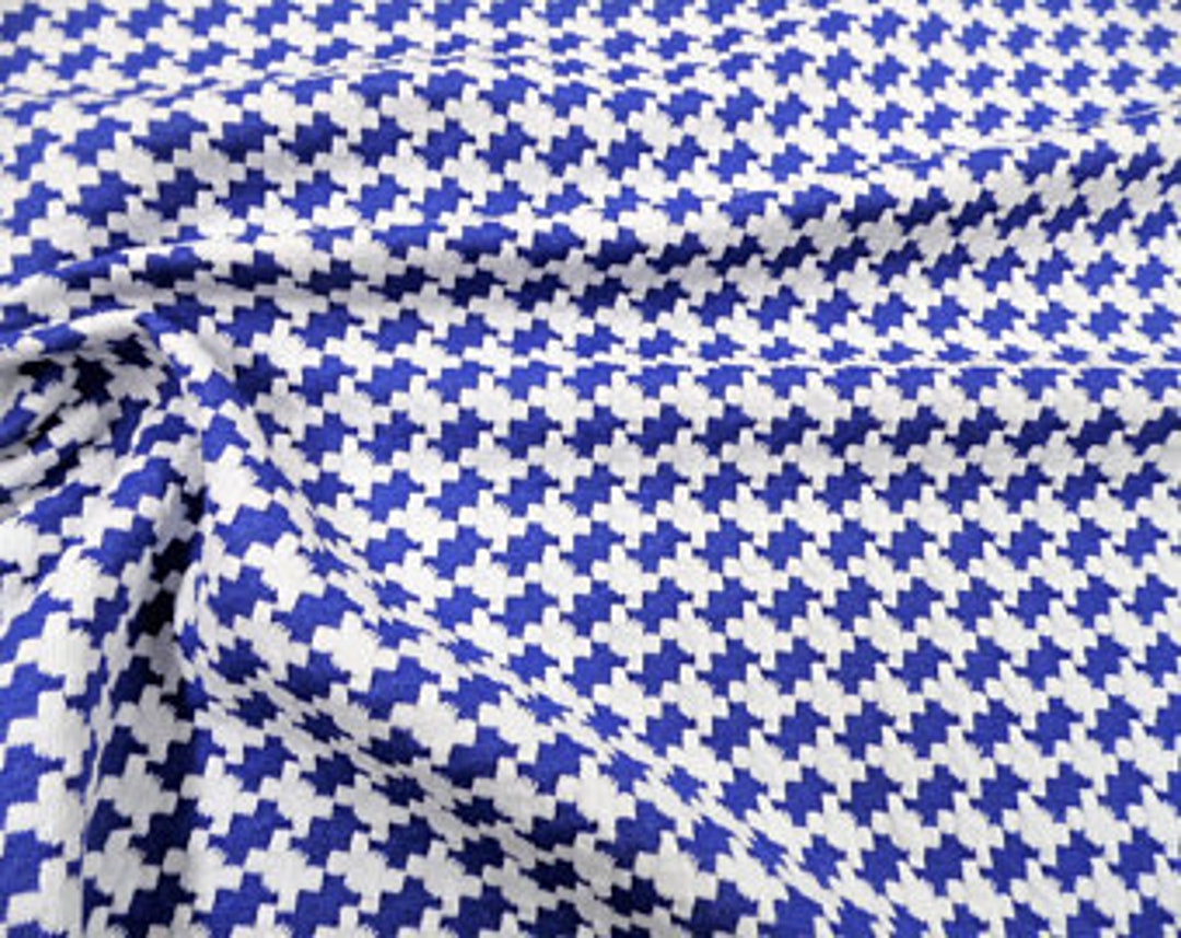 Blue and White Houndstooth Quality Premium Fabric Sewing - Etsy