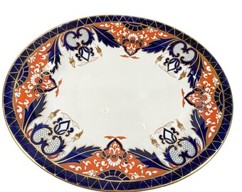 Bandeja ovalada Maple & Co., modelo Imari, Londres, c. 2132?, 43 x 34 cm, antigua.