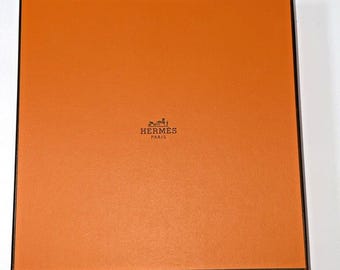 Authentic Orange Hermes EMPTY box with tissue 7.75 x 7.75 x 1.75 READ