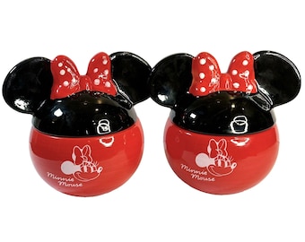 Costco Ceramic Minnie Mouse Cookie Candy snack Jars Lot 2 Lid Disney Iconic