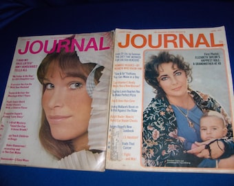 2 Ladies Home Journal magazines 1971/72 Fashion Beauty Health Room Design Recipes Decorating Elizabeth Taylor Howard Hughes advertising