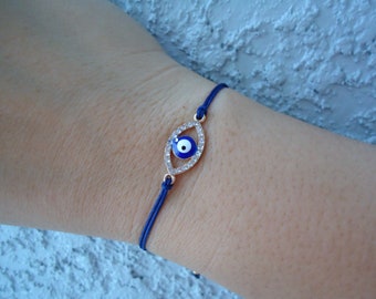 Evil eye bracelet, evil eye charm, evil eye bead, protection bracelet, macrame bracelet, ojo turco, evil eye charm, blue evil eye, evil eye