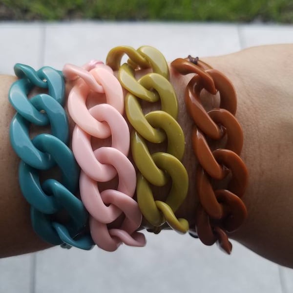 Acrylic bracelet, chain bracelet, link bracelet, spring bracelet, macrame, multicolor bracelet, handmade bracelet, links, chains,