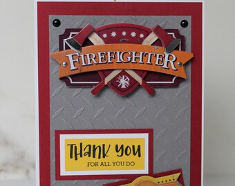 Appreciation Fire Woman FireMen Thank you Men Stars Woman Flip card First Responder Fire Fighter Card