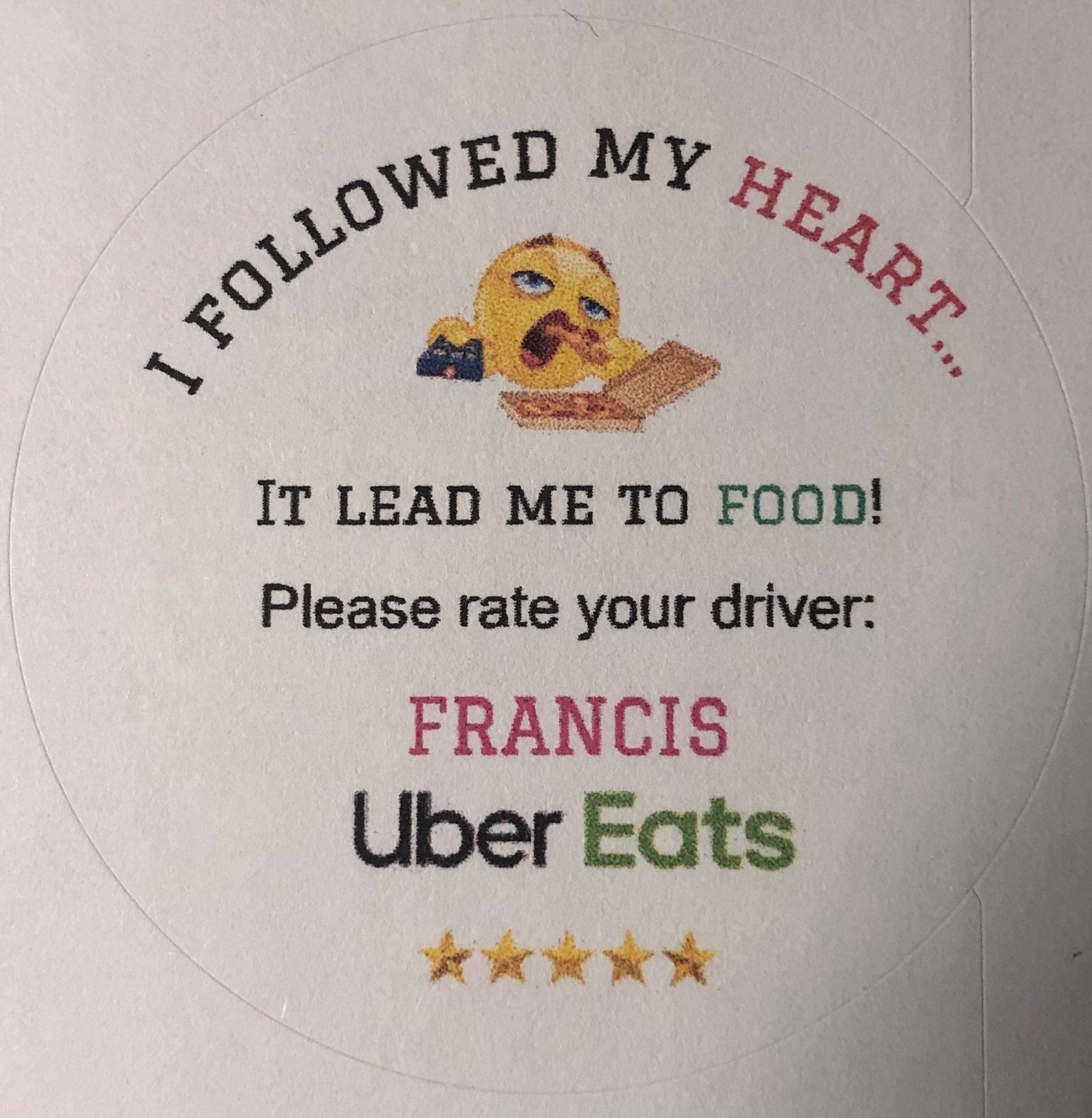 Personalized Funny Delivery Driver Stickers Uber Eats Door Etsy