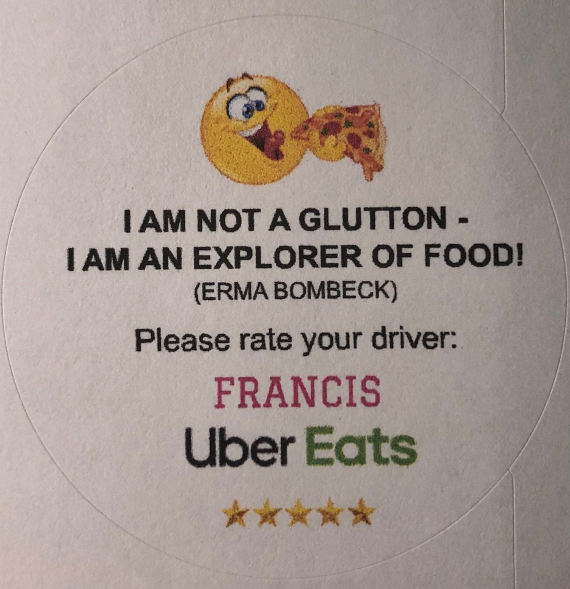 Personalized Funny Delivery Driver Stickers Uber Eats Door Etsy