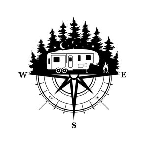 Camping Compass Svg, Outdoor Scene Camping Svg, Outdoor Svg, Camping Shirt Svg, Camping Svg, Compass and Mountain Svg, Png, Camping Clipart.