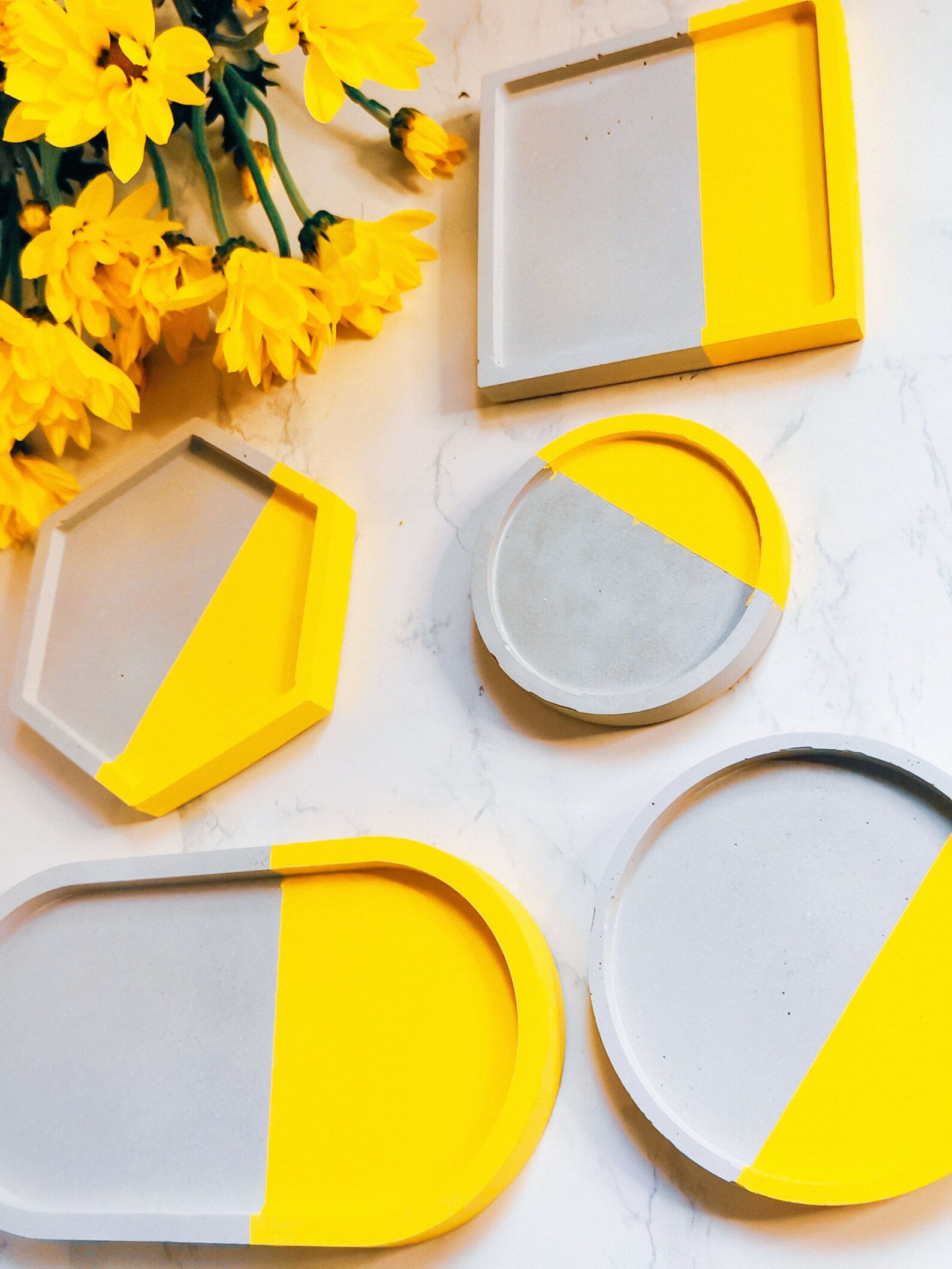 Yellow Cement Tray set handmade cement décor Etsy