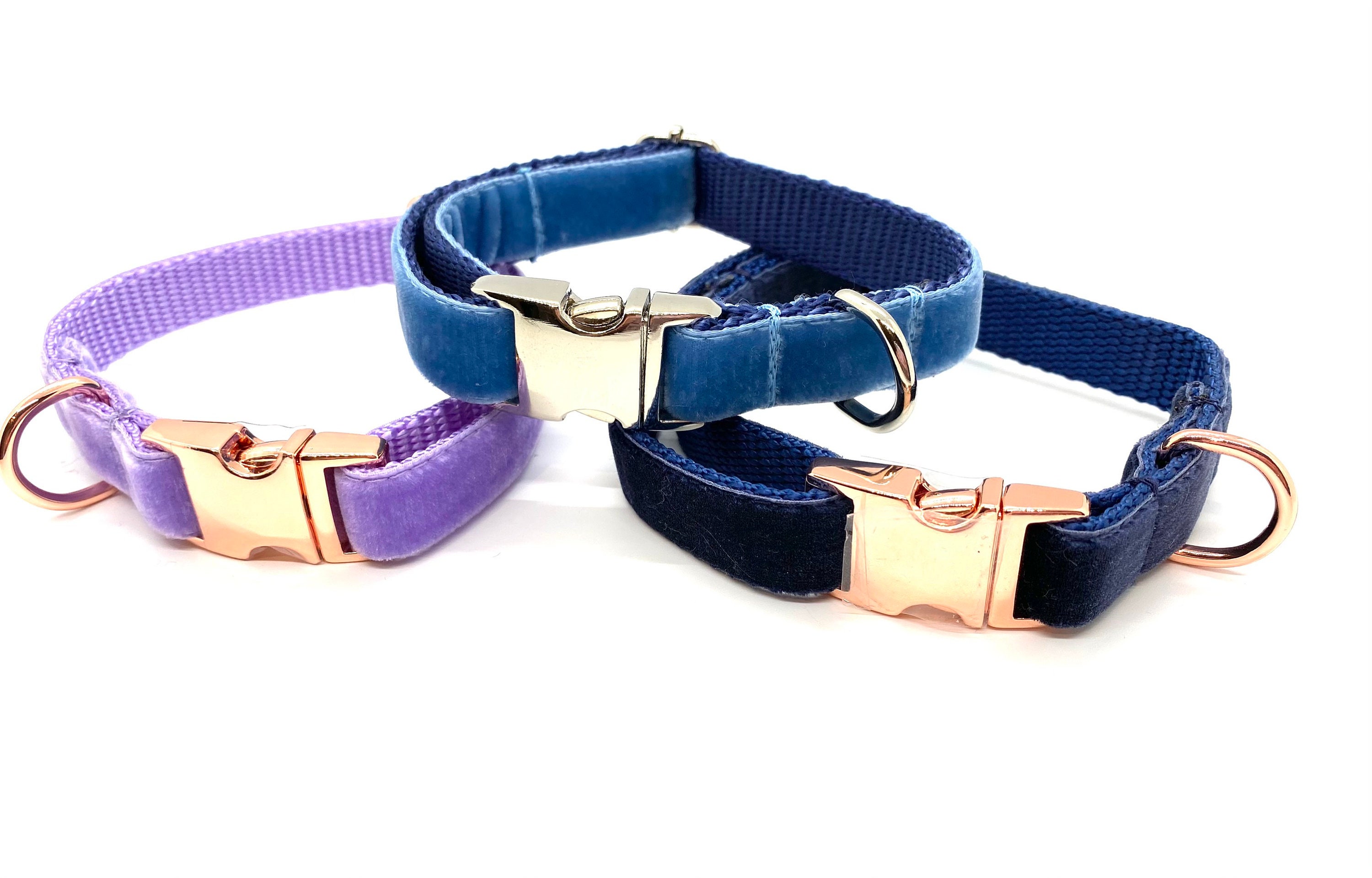 Fashionable Velvet 5/8 Dog Collar / Soft to touch / Blue Etsy