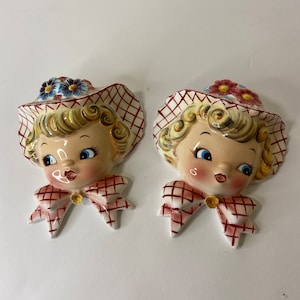 ESD Japan Lefton Miss Daisy Pair of Wall Pockets- Please Read Full Description
