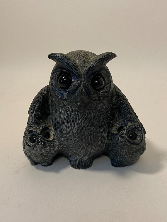 The Wolf Sculptures Soapstone Owl Family Sculpture - Etsy