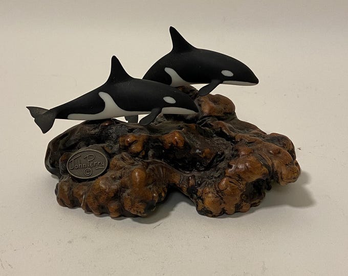 John Rey Orca John Perry Orca Killer Whale Sculpture on Burl Wood - Etsy