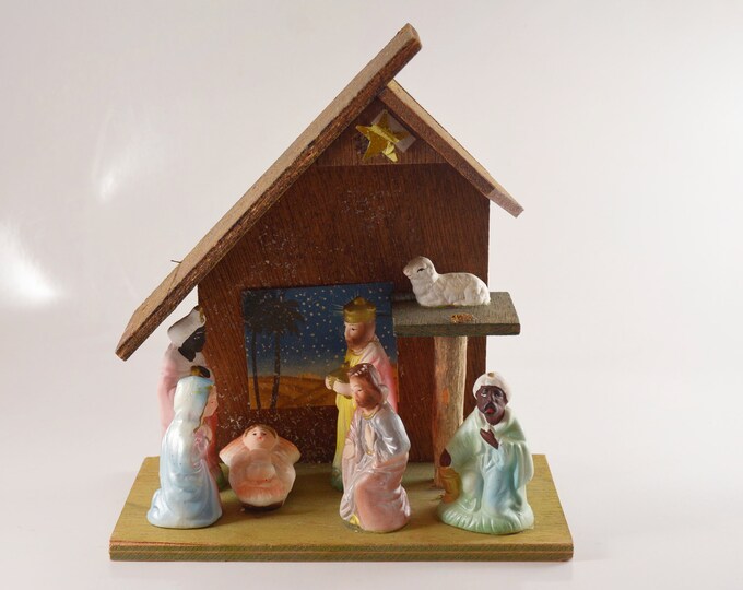 Sonsco Japan Nativity Set With Creche Etsy