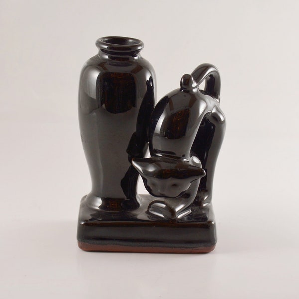 Art Deco Black Cat Bud Vase