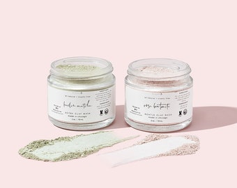 Rose Kaolin Clay - Bentonite Clay Mask- Pink Clay Mask - Clay Mask for Dry Skin - Sensitive Skin - Clay Face Mask - Coffret cadeau pour elle - Spa
