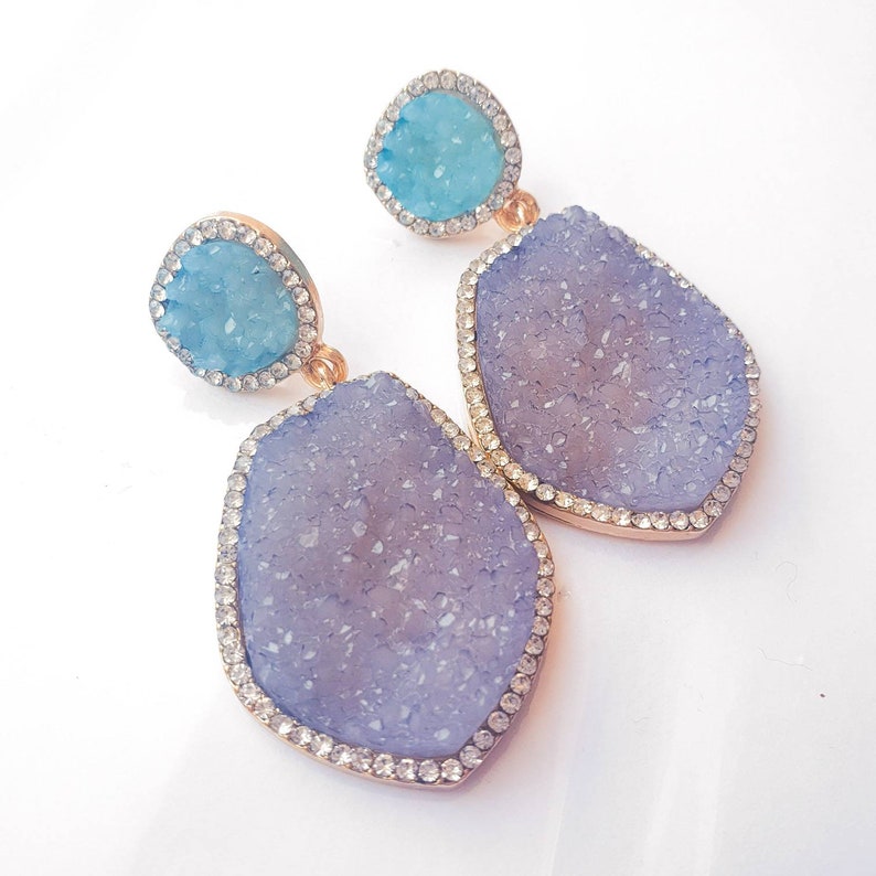 Statement Earrings Fashion Earrings Large Earrings Colourful Earrings Dangle Drop Crystal Earrings Natural Gem Earrings Gemstone Studs