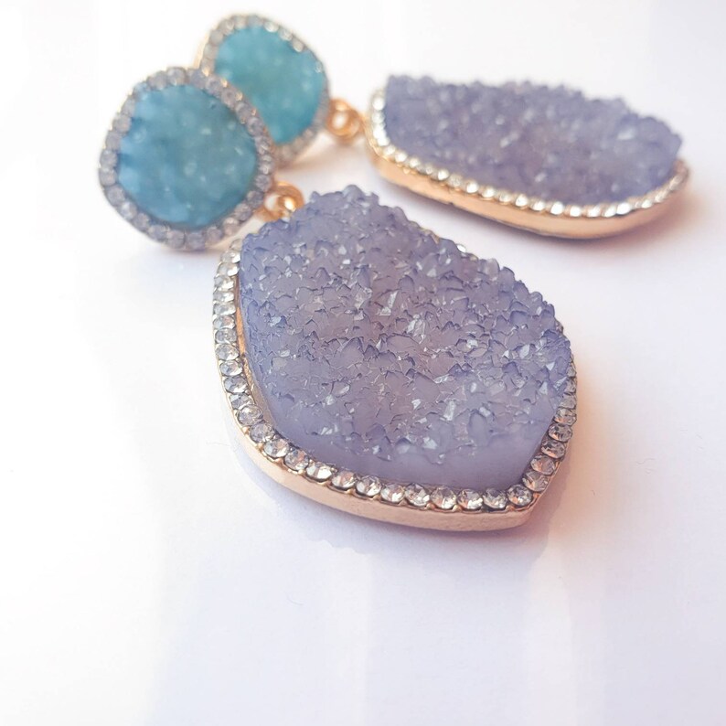 Statement Earrings Fashion Earrings Large Earrings Colourful Earrings Dangle Drop Crystal Earrings Natural Gem Earrings Gemstone Studs