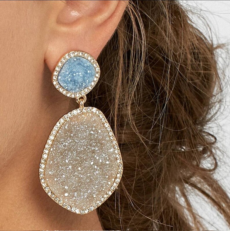 Statement Earrings Fashion Earrings Large Earrings Colourful Earrings Dangle Drop Crystal Earrings Natural Gem Earrings Gemstone Studs