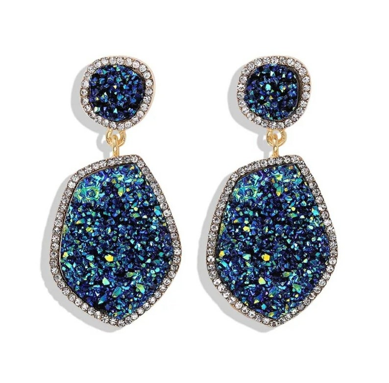 Statement Earrings Fashion Earrings Large Earrings Colourful Earrings Dangle Drop Crystal Earrings Natural Gem Earrings Gemstone Studs