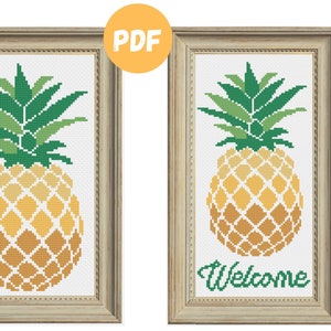 Cross Stitch Pattern | Pineapple with &quot;Welcome&quot; | Beginner Cross Stitch | Modern Snarky Cross Stitch | DIY | PDF Download
