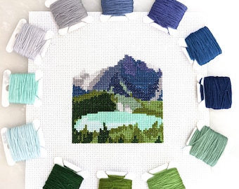 Cross Stitch Pattern - Glacier National Park, Mini Cross Stitch, National Park Pattern PDF Download, National Park Landscape Cross Stitch