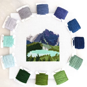 Cross Stitch Pattern - Glacier National Park, Mini Cross Stitch, National Park Pattern PDF Download, National Park Landscape Cross Stitch