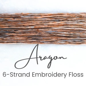 Aragon - Hand Dyed Floss, 6-Strand Cotton Embroidery Floss, Dyed Thread, Modern Cross Stitch, Modern Embroidery, Gray Orange Tan Variegated