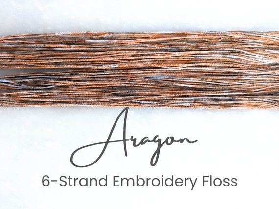 Aragon - Hand Dyed Floss, 6-Strand Cotton Embroidery Floss, Dyed Thread, Modern Cross Stitch, Modern Embroidery, Gray Orange Tan Variegated