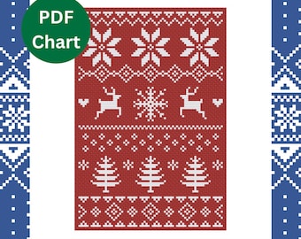 Winter Fair Isle - Cross Stitch Pattern, PDF Pattern, Snarky Modern Embroidery, Christmas Beginner Cross Stitch, Ugly Sweater Pattern