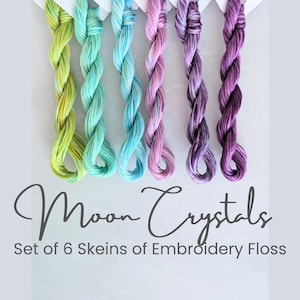 Dyed Embroidery Floss - Set of 5 Colors, Hand Dyed Variegated Floss, 6-Strand Cotton, Dyed Thread, Modern Cross Stitch, Modern Embroidery