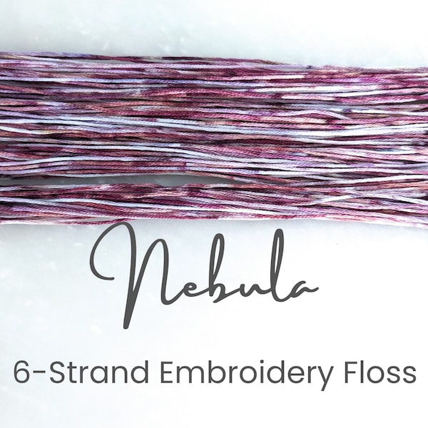 Nebula - Variegated Hand Dyed Floss, 6-Strand Cotton Embroidery Floss, Thread, Modern Cross Stitch, Modern Embroidery, Purple Gray