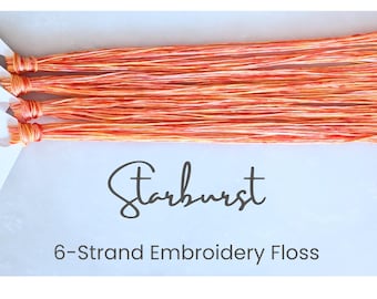 Starburst - Variegated Hand Dyed Floss, 6-Strand Cotton Embroidery Floss, Dyed Thread, Modern Cross Stitch, Modern Embroidery, Orange Pink