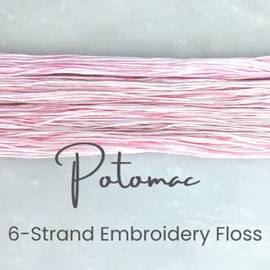Potomac - Hand Dyed Floss, 6-Strand Cotton Embroidery Floss, Dyed Thread, Modern Cross Stitch, Modern Embroidery, Pink White Variegated