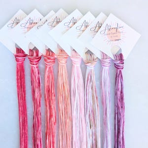 Pink Embroidery Floss - Set of 8 Colors, Hand Dyed Variegated Floss, 6-Strand Cotton, Dyed Thread, Modern Cross Stitch, Modern Embroidery image 4