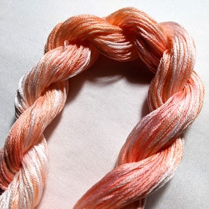 Maui - Hand Dyed Floss, 6-Strand Cotton Embroidery Floss, Dyed Thread, Modern Cross Stitch, Modern Embroidery, Orange White Variegated