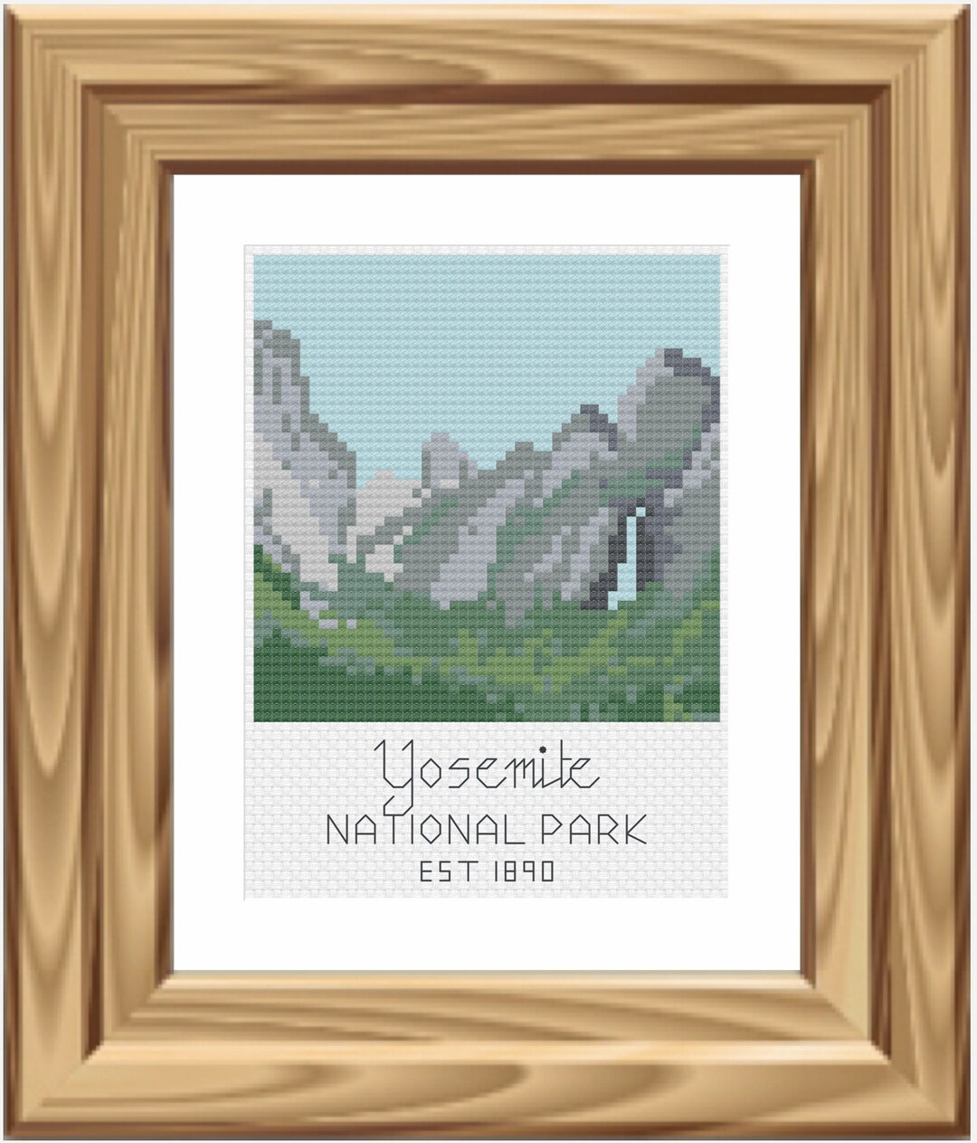 Cross Stitch Pattern Yosemite National Park, Tunnel View, Half Dome, El