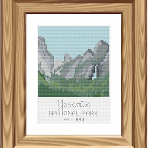Cross Stitch Pattern - Yosemite National Park, Tunnel View, Half Dome, El Cap, Mini Cross Stitch, National Park Pattern, Landscape Nature