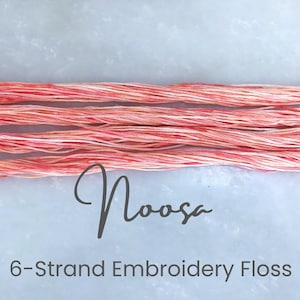 Noosa - Hand Dyed Floss, 6-Strand Cotton Embroidery Floss, Thread, Modern Cross Stitch, Modern Embroidery, White Orange Pink Variegated