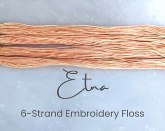Etna - Hand Dyed Floss, 6-Strand Cotton Embroidery Floss, Thread, Modern Cross Stitch, Modern Embroidery, Orange Dyed Floss Variegated
