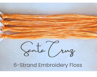 Santa Cruz - Variegated Hand Dyed Floss, 6-Strand Cotton Embroidery Floss, Dyed Thread, Modern Cross Stitch, Modern Embroidery, Orange