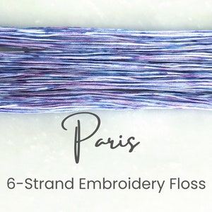 Paris - Variegated Hand Dyed Floss, 6-Strand Cotton Embroidery Floss, Dyed Thread, Modern Cross Stitch, Modern Embroidery, Purple Pink Blue