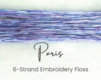 Paris - Variegated Hand Dyed Floss, 6-Strand Cotton Embroidery Floss, Dyed Thread, Modern Cross Stitch, Modern Embroidery, Purple Pink Blue