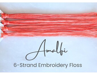 Amalfi - Variegated Hand Dyed Floss, 6-Strand Cotton Embroidery Floss, Dyed Thread, Modern Cross Stitch, Modern Embroidery, Peach Orange