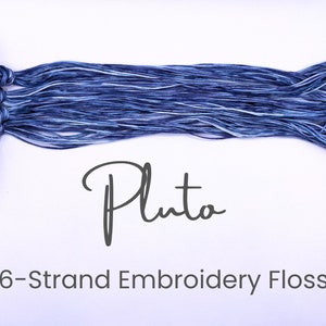Pluto - Hand Dyed Floss, 6-Strand Cotton Embroidery Floss, Thread, Modern Cross Stitch, Modern Embroidery, Dark Blue & White Variegated
