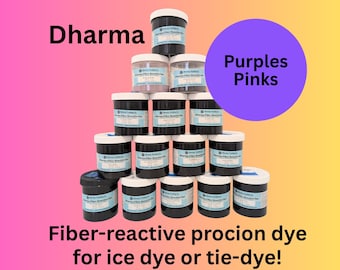 Tinte en polvo para teñido con hielo o teñido líquido, paquetes de muestra, kit para hacer tú mismo, Dharma Fiber Reactive Procion, morados y rosas.