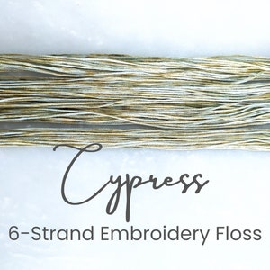 Cypress - Variegated Hand Dyed Floss, 6-Strand Cotton Embroidery Floss, Dyed Thread, Modern Cross Stitch, Modern Embroidery, Green and Tan