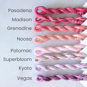 Pink Embroidery Floss - Set of 8 Colors, Hand Dyed Variegated Floss, 6-Strand Cotton, Dyed Thread, Modern Cross Stitch, Modern Embroidery image 2