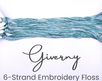 Giverny - Variegated Hand Dyed Floss, 6-Strand Cotton Embroidery Floss, Dyed Thread, Modern Cross Stitch, Modern Embroidery, Green Blue
