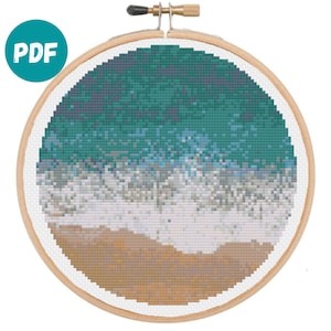 Cross Stitch Pattern | Ocean Waves on the Beach | Summer | Modern Cross Stitch | DIY | PDF Download | Instructions Included